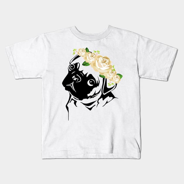 Cute Face Pug Kids T-Shirt by Pet & Nature Lovers